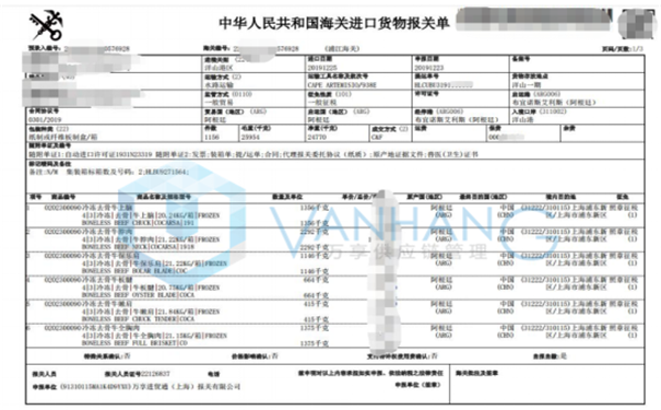 巴西冷冻牛肉进口报关