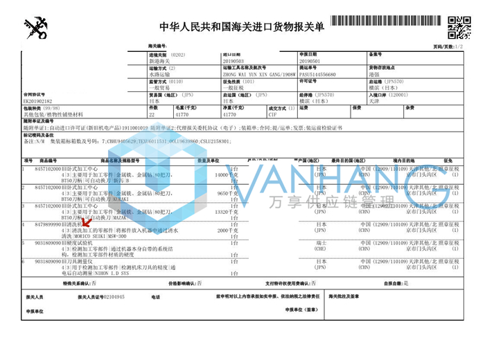 天津港旧清洗机进口清关代理