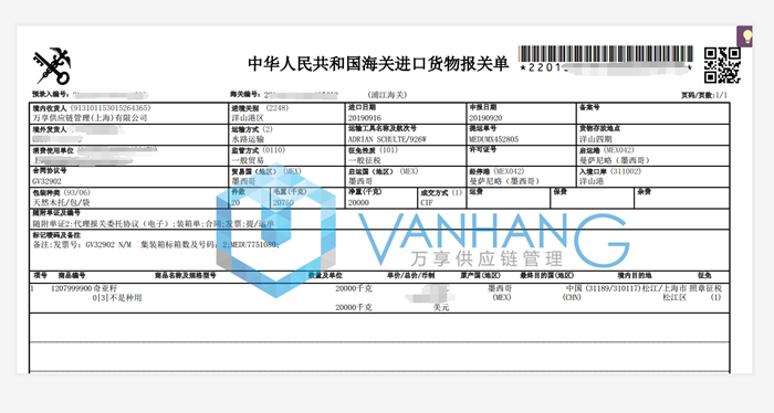 墨西哥奇亚籽进口清关资料